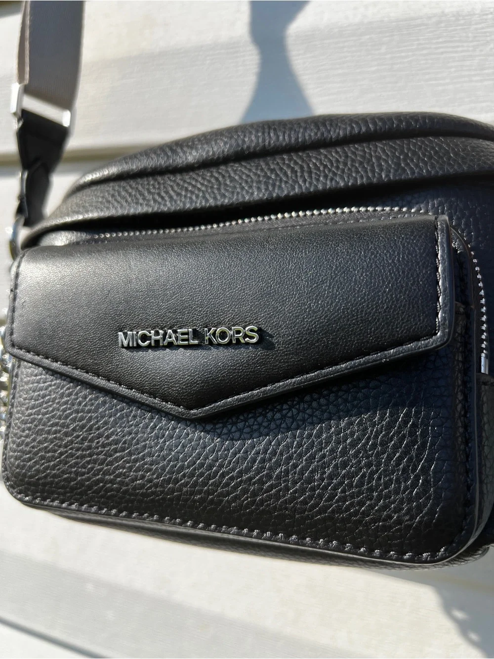 NEW Michael Kors 2-in-1 Leather Sling Purse Black Bag